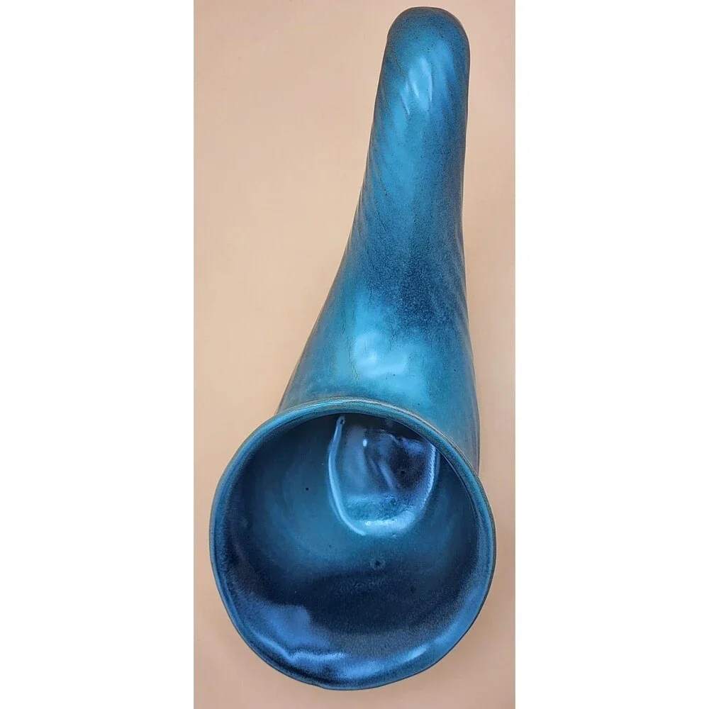Frankoma Pottery ~ Beautiful Blue Cornucopia Horn